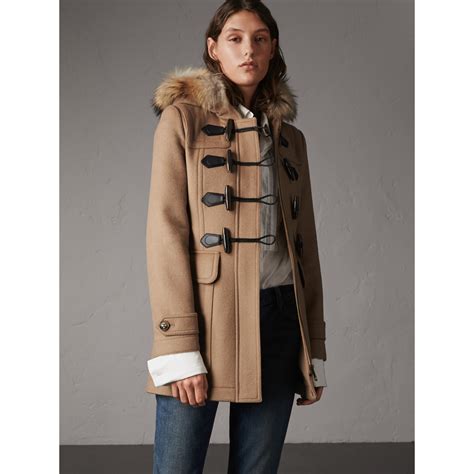 burberry aberdale fur coat|Burberry duffle coat.